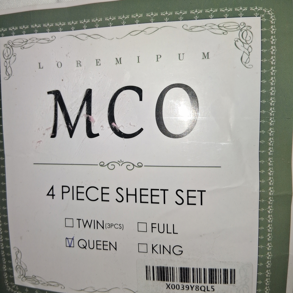 MCO White 4 Piece Queen Sheet Set